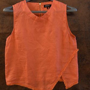 DKNY large orange linen sleeveless blouse